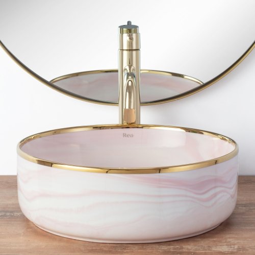 умывальник Rea Merida 41x34,5 pink (REA-U8549)