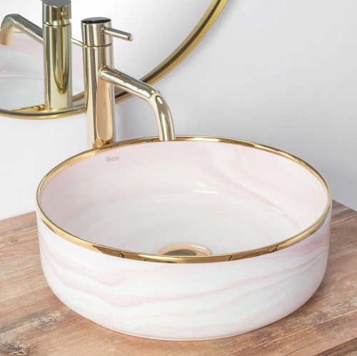 умывальник Rea Merida 41x34,5 pink (REA-U8549)