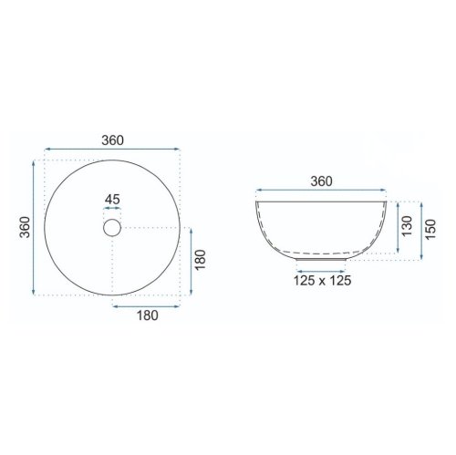 умывальник Rea Stella 36x36 черный матовый (REA-U1890)