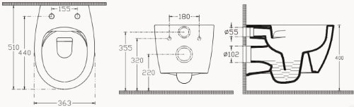 унитаз Isvea Sentimenti Neo rimLess 51x36,3 (10AR02010 black matt)