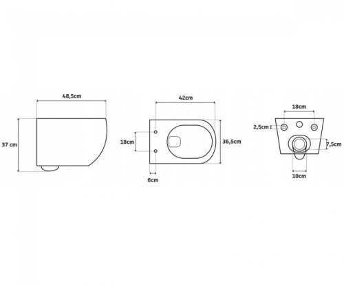 унитаз Rea Carlo подвесной, черный глянцевый + сиденье дюропласт soft-cloth (REA-C8405G) уценка