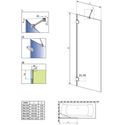 штора для ванны Radaway Essenza Pro PNJ 80 безопасное стекло, прозрачное, золото (10101080-09-01)