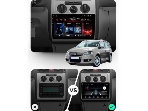 Штатная магнитола FORS.auto M200 для Volkswagen Touran (10.1 inch, manual AC) 2004-2008