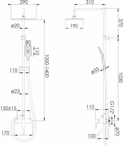 Душевая система Imprese Modus f03008210SB