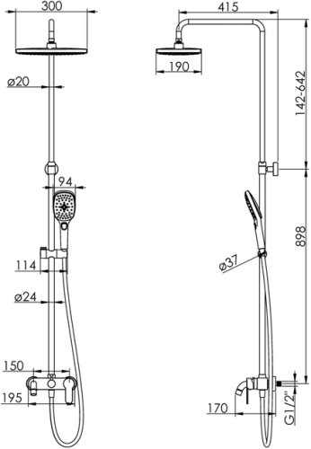 Душевая система Imprese Bila Desne T-10304SQ