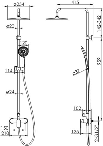 Душевая система Imprese Bila Desne T-15261SQ