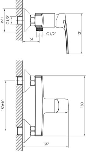 Змішувач для душу Imprese Kampa 15285