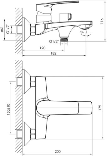 Змішувач для ванни Imprese Kampa 10285