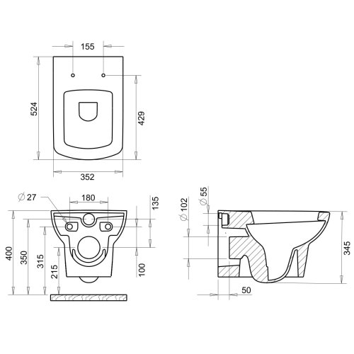 Унитаз подвесной Imprese Loreta i11030