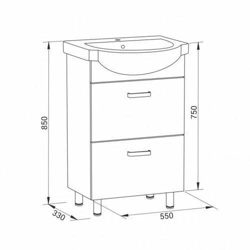 Тумба с умывальником RJ Toft-L RJFU026-0155WHSET