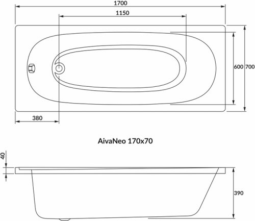 Ванна Volle Aiva Neo 170x70 1229.00177