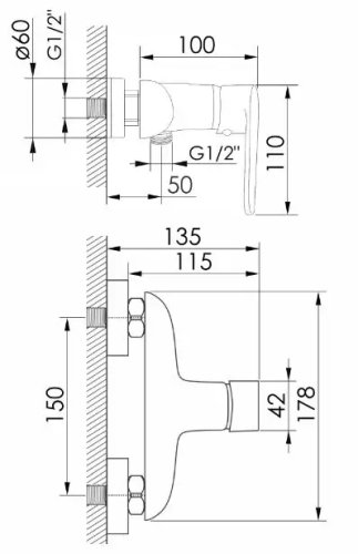 Змішувач для душу Volle Trajan 1545.100101