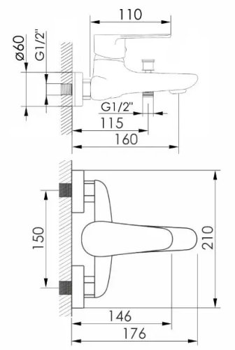 Смеситель для ванны Volle Trajan 1545.030101