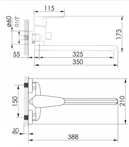 Смеситель для ванны Volle Trajan 1545.030201