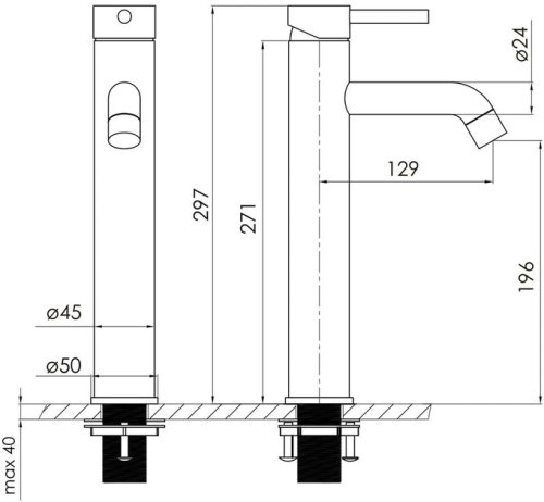 Змішувач для умивальника Volle Cruze 1547.010215