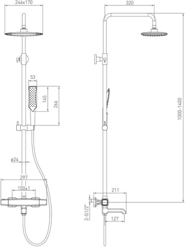 Душевая система Volle Sistema P 1584.090501