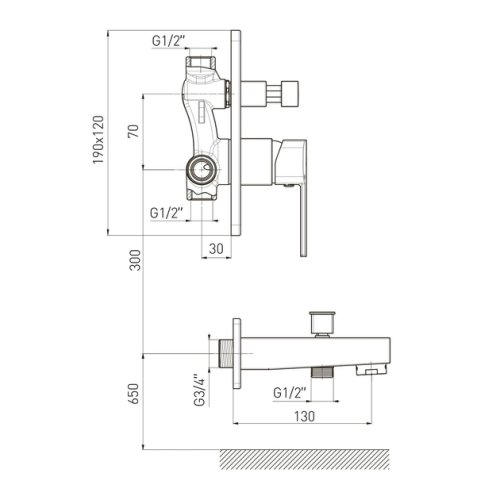 Змішувач прихованого монтажу Volle Sota 1538.100301