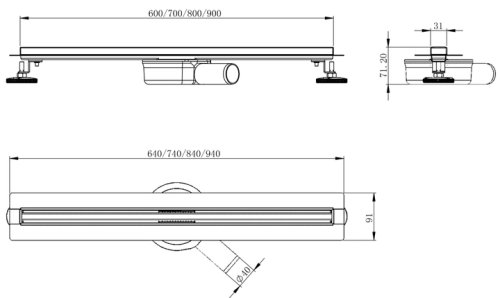 Душевой трап Volle Master Linea Flecha 600 мм 9046.210804