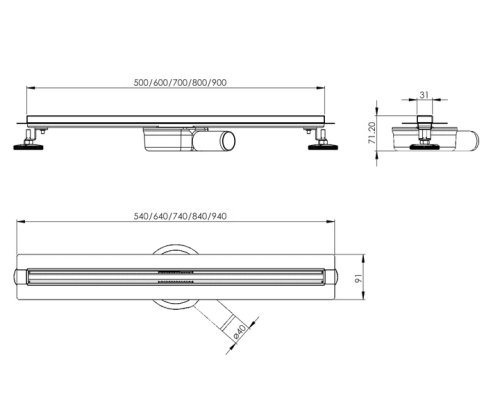 Душовий трап Volle Master Linea Flecha 500 мм 9046.210704
