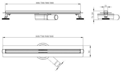 Душевой трап Volle Master Linea Flecha 600 мм 9046.212314