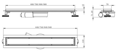Душевой трап Volle Master Linea Brisa 600 мм 9046.211014