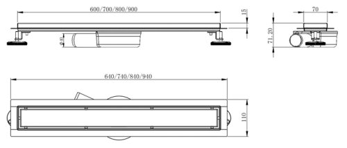Душевой трап Volle Master Linea Capri 800 мм 9046.210314