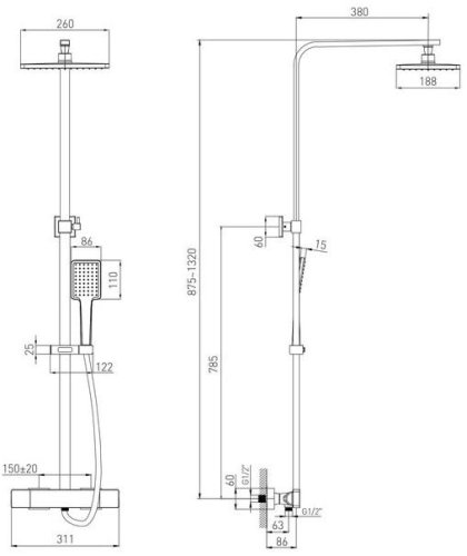 Душевая система Volle Sistema L 1582.090401