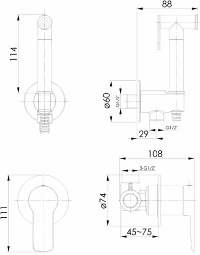 Змішувач + гігієнічний душ Volle Libra 1521.160101