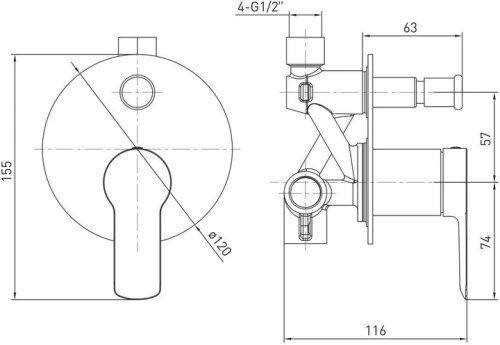 Смеситель скрытого монтажа Volle Libra 1521.030204