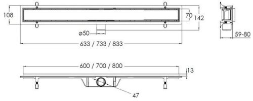 Душовий трап Volle 700 мм 9000.200704