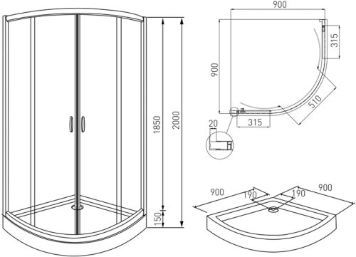 Душова кабіна Volle Dios 90x90 10-13-015