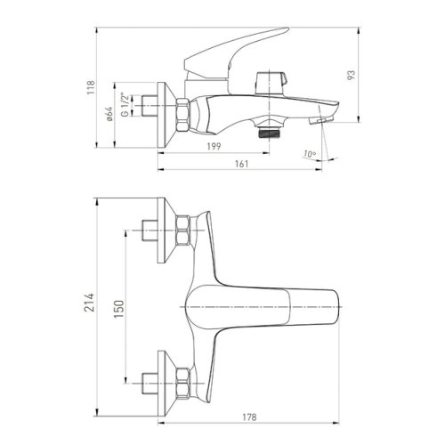 Смеситель для ванны Volle Dios 15132100