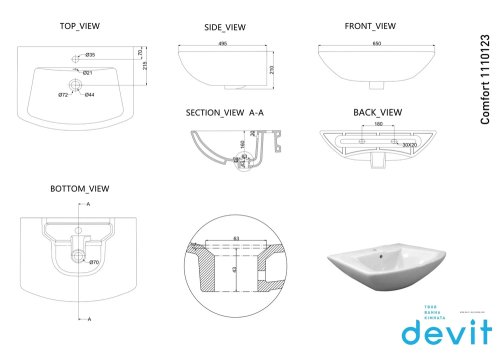 Умывальник Devit Comfort New 1110123