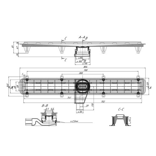 Душевой канал Devit D-Line 75010215