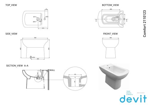 Биде напольное Devit Comfort 2110123