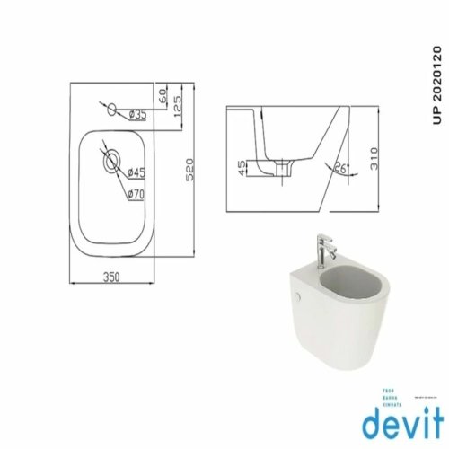 Биде подвесное Devit Up 2020120