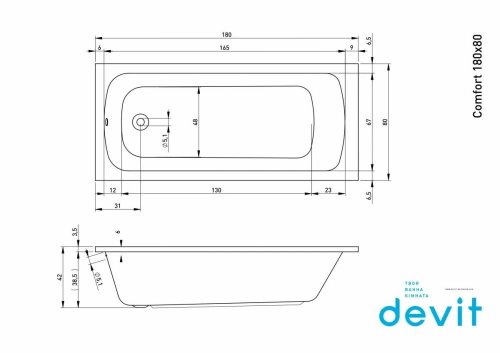 Ванна Devit Comfort 180х80 18080123