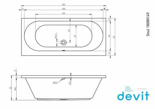 Ванна Devit Soul 180х80 18080149