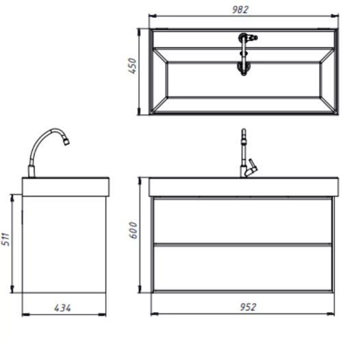 Тумба с умывальником Devit Quadra 083100G