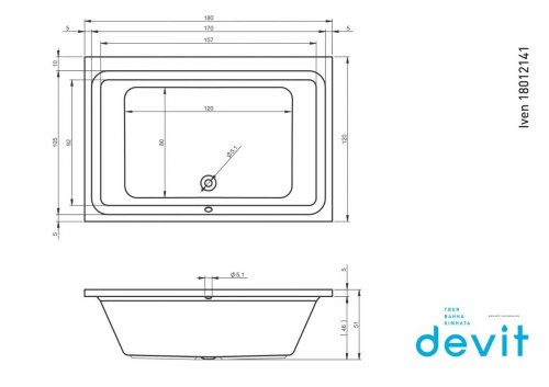 Ванна Devit Iven 180х120 18012141