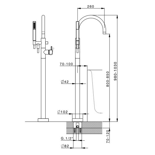 Смеситель для ванны Devit Art 15061140B