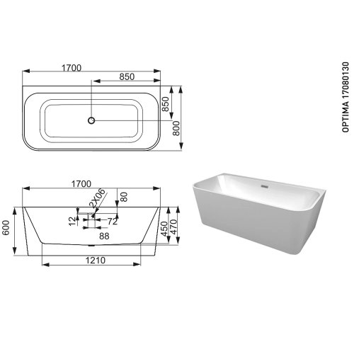 Ванна Devit Optima 170х80 17080130