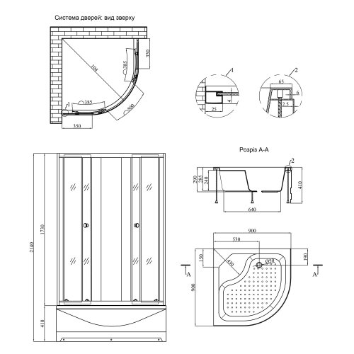 Душевая кабина Kroner KRP Harz - CTF 90x90 см