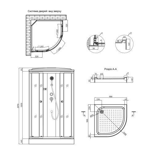 Душевой бокс Kroner KRP Enzo - SD.CFG 90x90 см