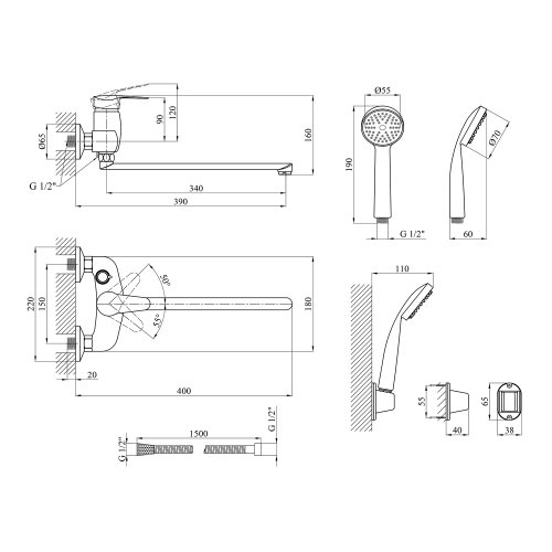 Смеситель для ванной Agua Sevilla - C061