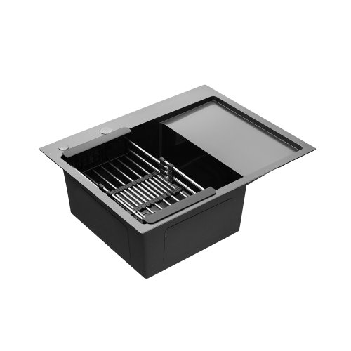 Кухонная мойка Kroner KRP Schwarze - 6350LHM PVD (3,0/1,0 мм)