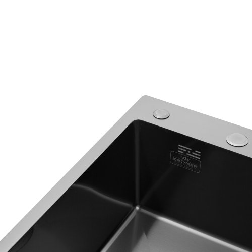 Кухонная мойка Kroner KRP Schwarze - 6350LHM PVD (3,0/1,0 мм)