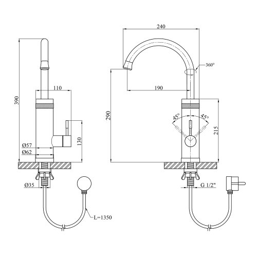 Проточний водонагрівач Kroner KRP Volt - ESG088 з дисплеєм