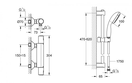 Набір змішувачів для душу Grohe QuickFix Precision Start Black