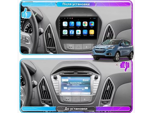 Штатная магнитола FORS.auto M500 для Hyundai IX35 (4+64Gb, 9") 2010-2015